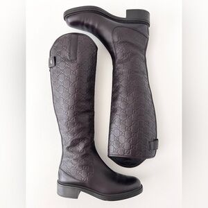 GUCCI | Brown Guccissima GG Logo Maud Leather Knee High Riding Boots EU 36.5